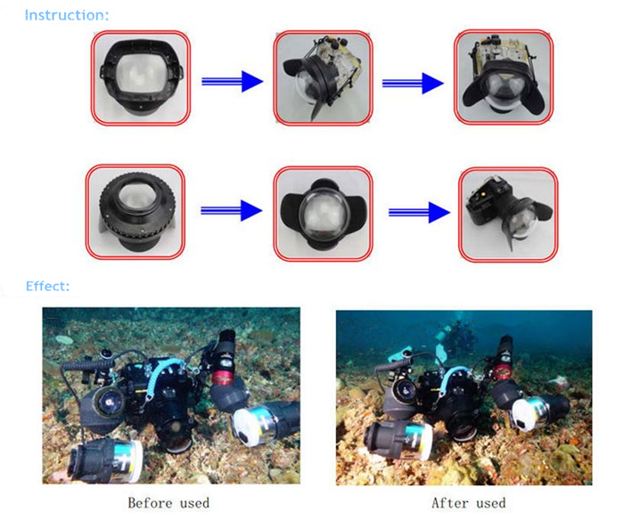 Fisheye dome port for Canon 550D T2I underwater housing Canon 550D T2I waterproof case Fisheye dome port