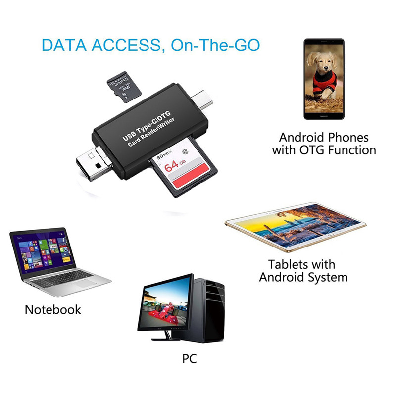 3 in 1 OTG Type C USB Micro USB Combo SD Card Reader 3 in 1 OTG Type C USB Micro USB Combo SD Card Reade