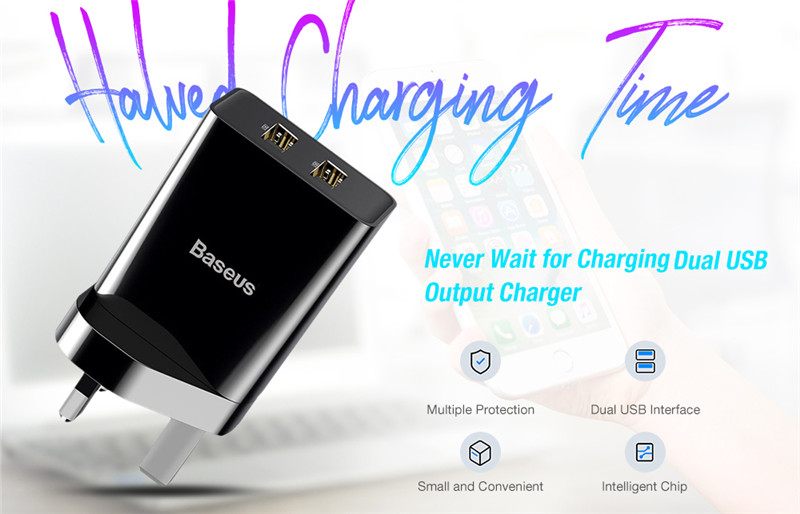 Baseus mini portable dual USB ports charger UK plug Baseus mini portable dual USB ports charger UK plug